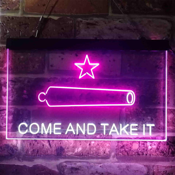 ADVPRO Come and Take It Cannon Star Military Army Dual Color LED Neon Sign st6-i3911 - White & Purple