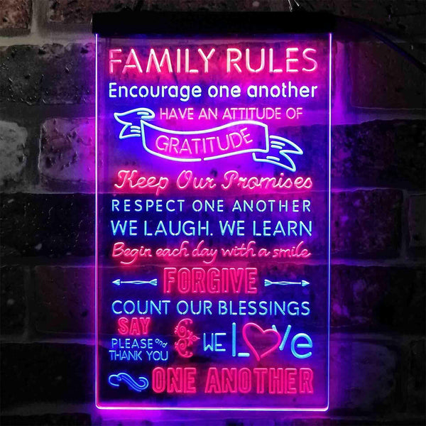 ADVPRO Family Rules Forgive Living Room Decoration  Dual Color LED Neon Sign st6-i3912 - Blue & Red