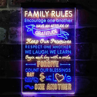 ADVPRO Family Rules Forgive Living Room Decoration  Dual Color LED Neon Sign st6-i3912 - Blue & Yellow