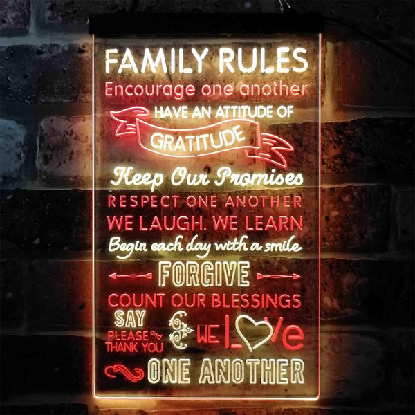 ADVPRO Family Rules Forgive Living Room Decoration  Dual Color LED Neon Sign st6-i3912 - Red & Yellow