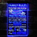 ADVPRO Family Rules Forgive Living Room Decoration  Dual Color LED Neon Sign st6-i3912 - White & Blue