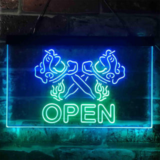ADVPRO Tattoo Machine Shader Gun Shop Open Dual Color LED Neon Sign st6-i3913 - Green & Blue