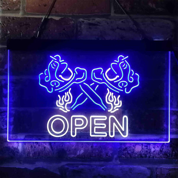 ADVPRO Tattoo Machine Shader Gun Shop Open Dual Color LED Neon Sign st6-i3913 - White & Blue