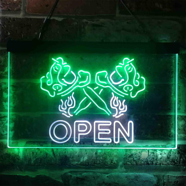 ADVPRO Tattoo Machine Shader Gun Shop Open Dual Color LED Neon Sign st6-i3913 - White & Green