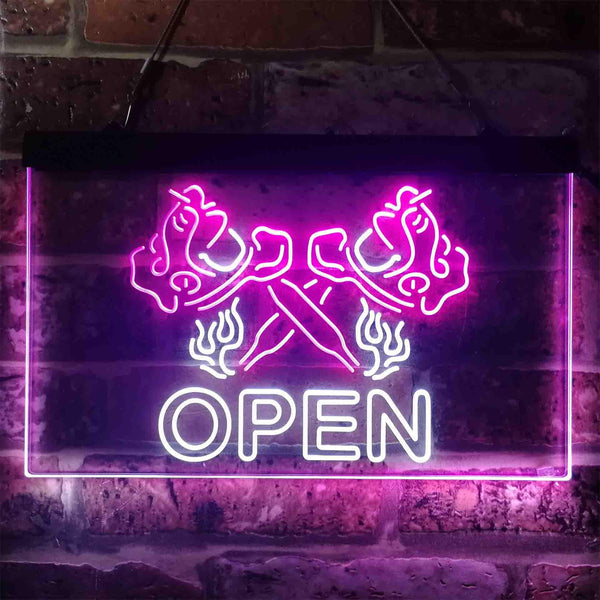 ADVPRO Tattoo Machine Shader Gun Shop Open Dual Color LED Neon Sign st6-i3913 - White & Purple