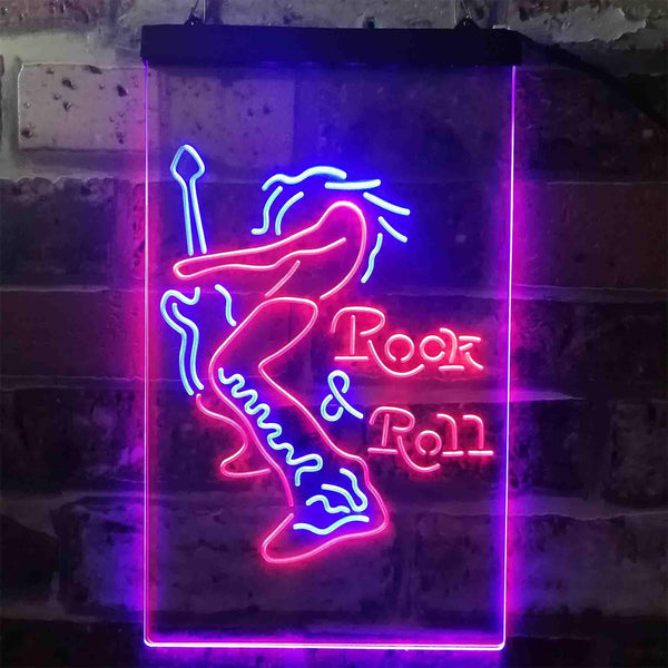 ADVPRO Rock n Roll Guitarist Band Sound Music  Dual Color LED Neon Sign st6-i3914 - Blue & Red