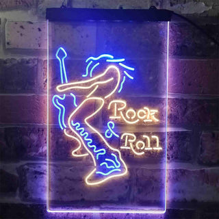 ADVPRO Rock n Roll Guitarist Band Sound Music  Dual Color LED Neon Sign st6-i3914 - Blue & Yellow