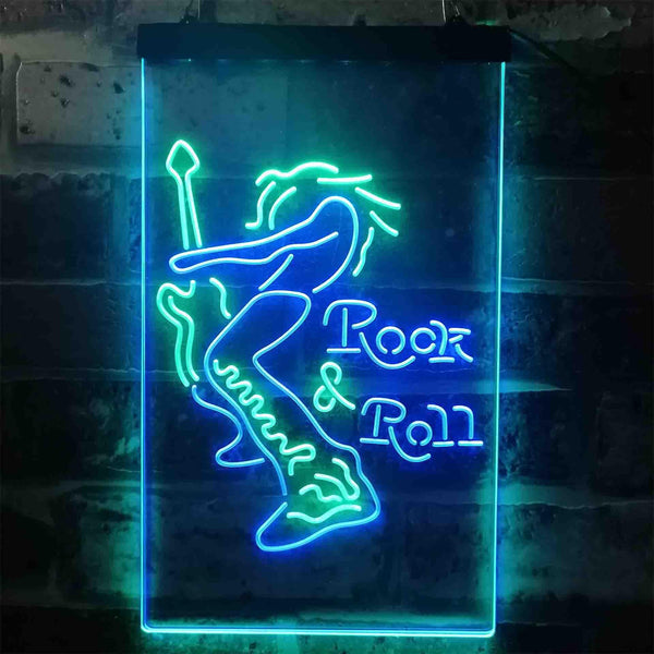ADVPRO Rock n Roll Guitarist Band Sound Music  Dual Color LED Neon Sign st6-i3914 - Green & Blue