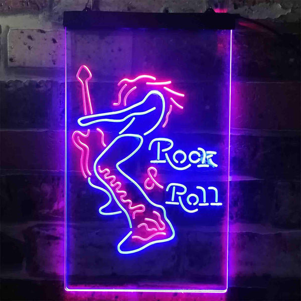 ADVPRO Rock n Roll Guitarist Band Sound Music  Dual Color LED Neon Sign st6-i3914 - Red & Blue