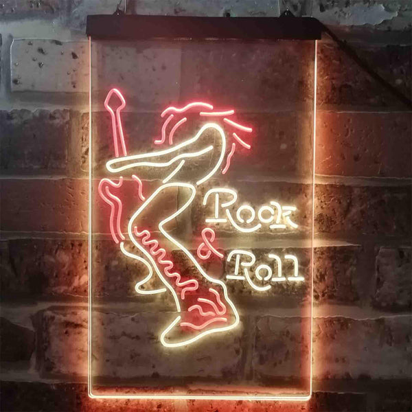 ADVPRO Rock n Roll Guitarist Band Sound Music  Dual Color LED Neon Sign st6-i3914 - Red & Yellow