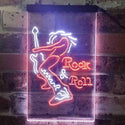 ADVPRO Rock n Roll Guitarist Band Sound Music  Dual Color LED Neon Sign st6-i3914 - White & Orange