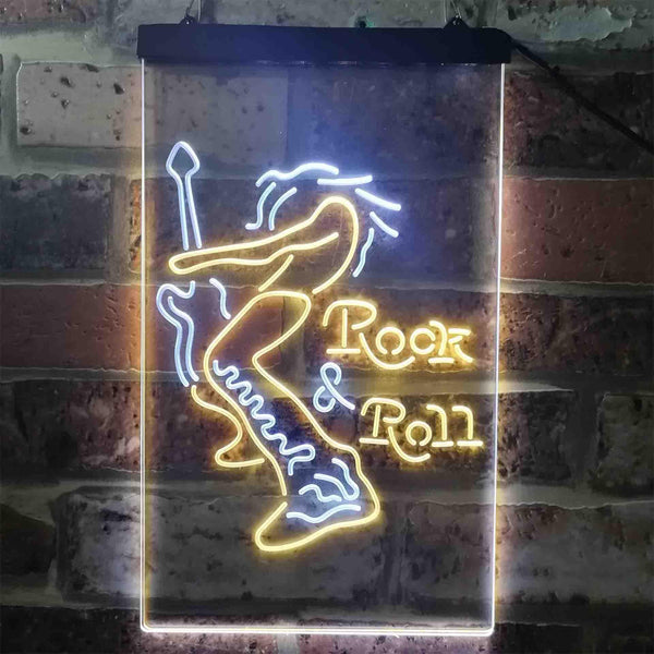 ADVPRO Rock n Roll Guitarist Band Sound Music  Dual Color LED Neon Sign st6-i3914 - White & Yellow