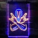 ADVPRO Rock Hands Guitarist Metal Hard Rock Music  Dual Color LED Neon Sign st6-i3915 - Blue & Yellow