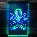 ADVPRO Rock Hands Guitarist Metal Hard Rock Music  Dual Color LED Neon Sign st6-i3915 - Green & Blue