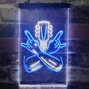 ADVPRO Rock Hands Guitarist Metal Hard Rock Music  Dual Color LED Neon Sign st6-i3915 - White & Blue