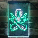 ADVPRO Rock Hands Guitarist Metal Hard Rock Music  Dual Color LED Neon Sign st6-i3915 - White & Green
