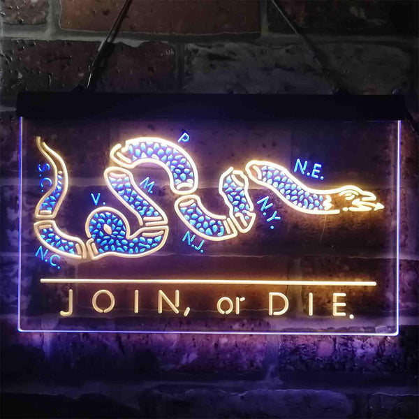 ADVPRO Join Or Die Snake Military Army Dual Color LED Neon Sign st6-i3916 - Blue & Yellow