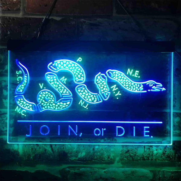 ADVPRO Join Or Die Snake Military Army Dual Color LED Neon Sign st6-i3916 - Green & Blue