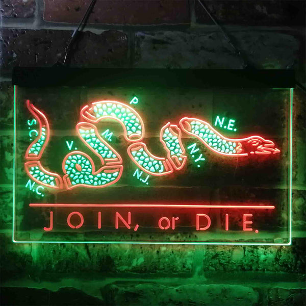 ADVPRO Join Or Die Snake Military Army Dual Color LED Neon Sign st6-i3916 - Green & Red