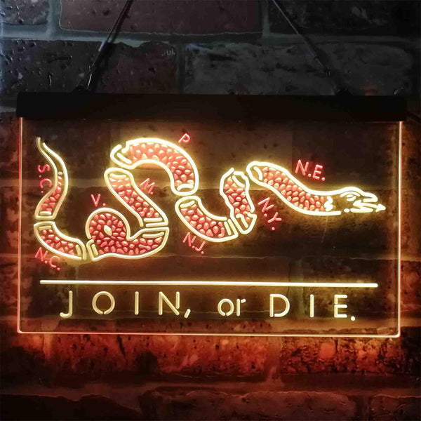 ADVPRO Join Or Die Snake Military Army Dual Color LED Neon Sign st6-i3916 - Red & Yellow