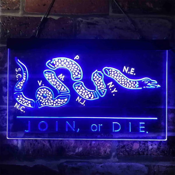 ADVPRO Join Or Die Snake Military Army Dual Color LED Neon Sign st6-i3916 - White & Blue