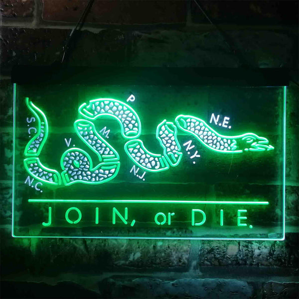 ADVPRO Join Or Die Snake Military Army Dual Color LED Neon Sign st6-i3916 - White & Green