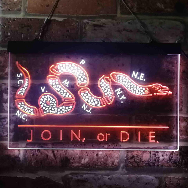 ADVPRO Join Or Die Snake Military Army Dual Color LED Neon Sign st6-i3916 - White & Orange