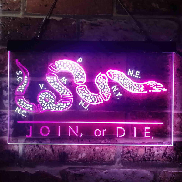 ADVPRO Join Or Die Snake Military Army Dual Color LED Neon Sign st6-i3916 - White & Purple