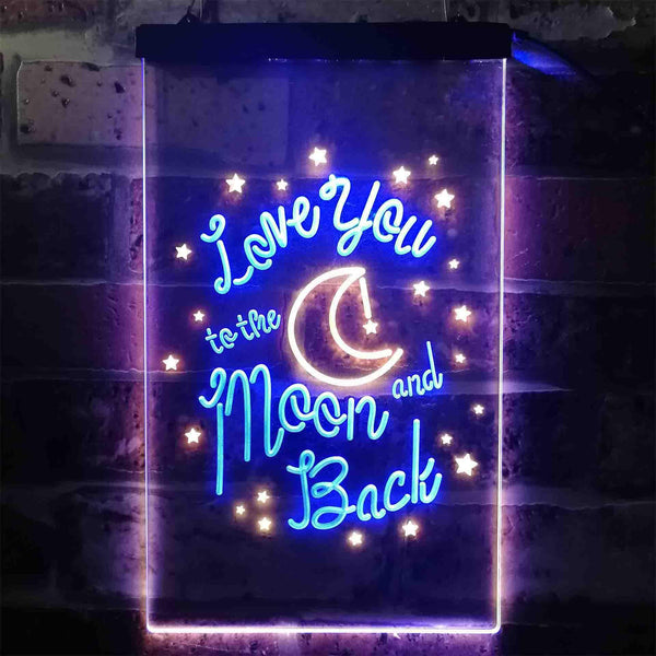 ADVPRO Love You to The Moon and Back Bedroom Decoration  Dual Color LED Neon Sign st6-i3917 - Blue & Yellow