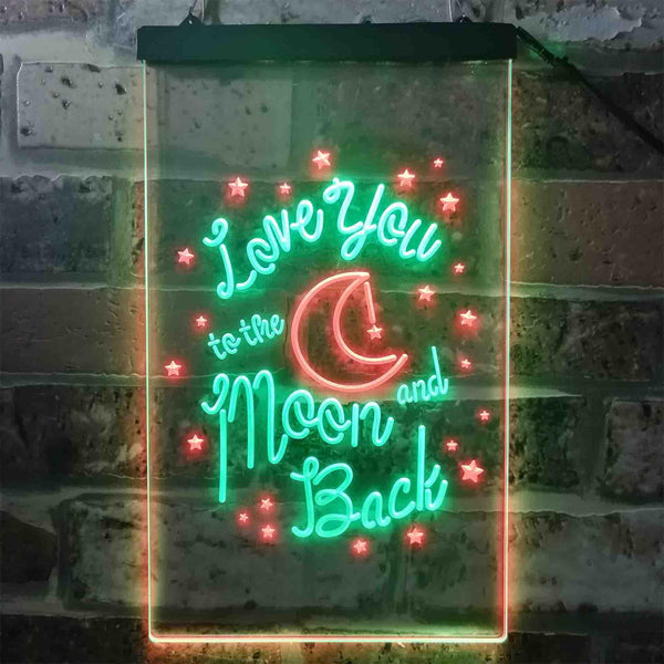 ADVPRO Love You to The Moon and Back Bedroom Decoration  Dual Color LED Neon Sign st6-i3917 - Green & Red