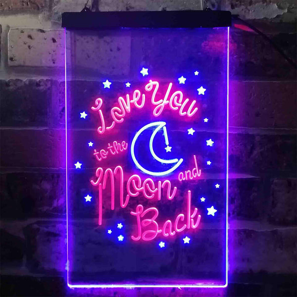 ADVPRO Love You to The Moon and Back Bedroom Decoration  Dual Color LED Neon Sign st6-i3917 - Red & Blue