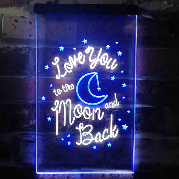 ADVPRO Love You to The Moon and Back Bedroom Decoration  Dual Color LED Neon Sign st6-i3917 - White & Blue