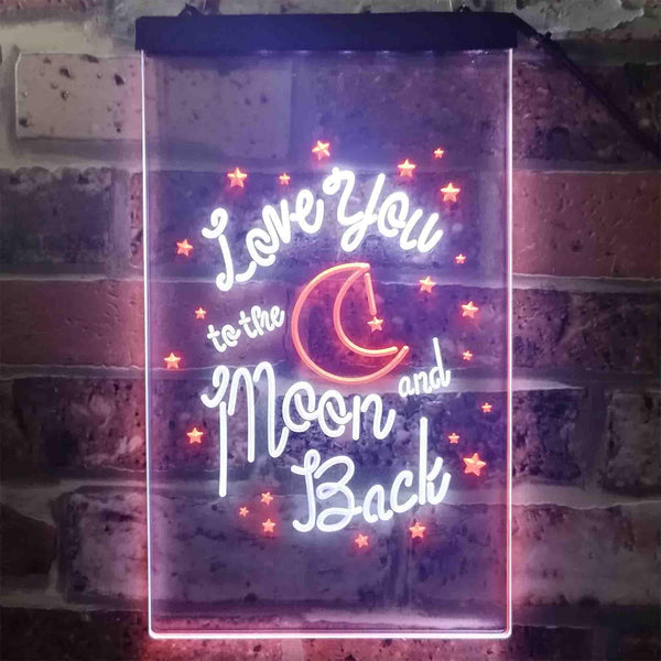 ADVPRO Love You to The Moon and Back Bedroom Decoration  Dual Color LED Neon Sign st6-i3917 - White & Orange