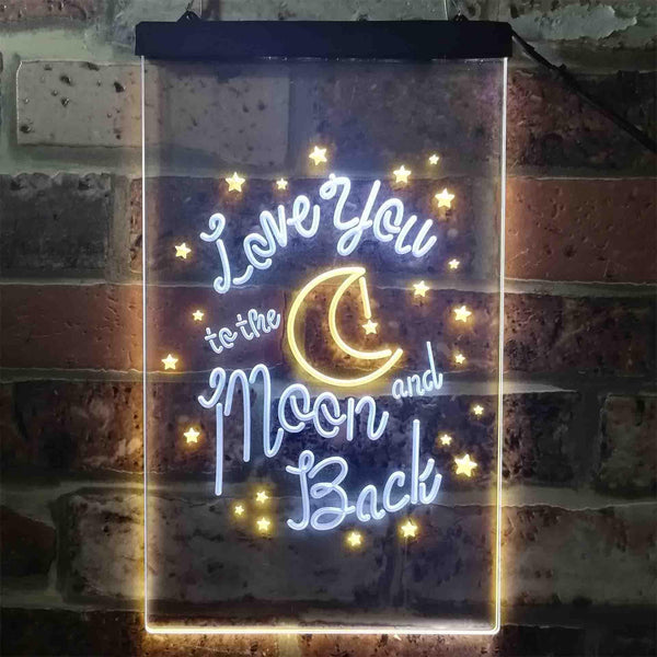 ADVPRO Love You to The Moon and Back Bedroom Decoration  Dual Color LED Neon Sign st6-i3917 - White & Yellow