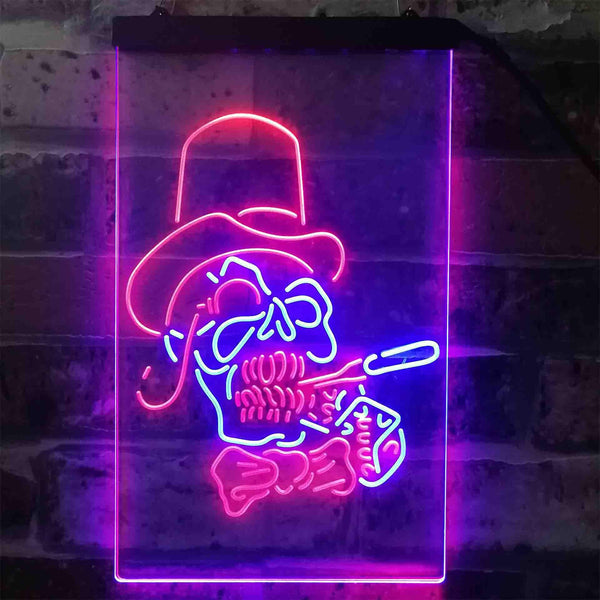 ADVPRO Hat Grim Reaper Skull Skeleton Tattoo  Dual Color LED Neon Sign st6-i3918 - Blue & Red