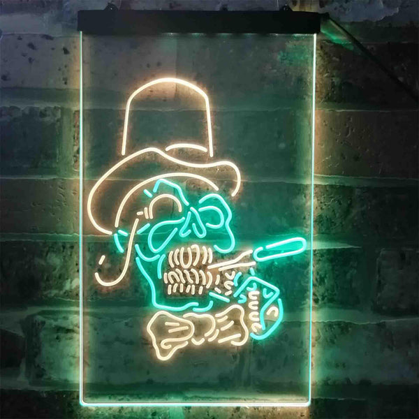 ADVPRO Hat Grim Reaper Skull Skeleton Tattoo  Dual Color LED Neon Sign st6-i3918 - Green & Yellow