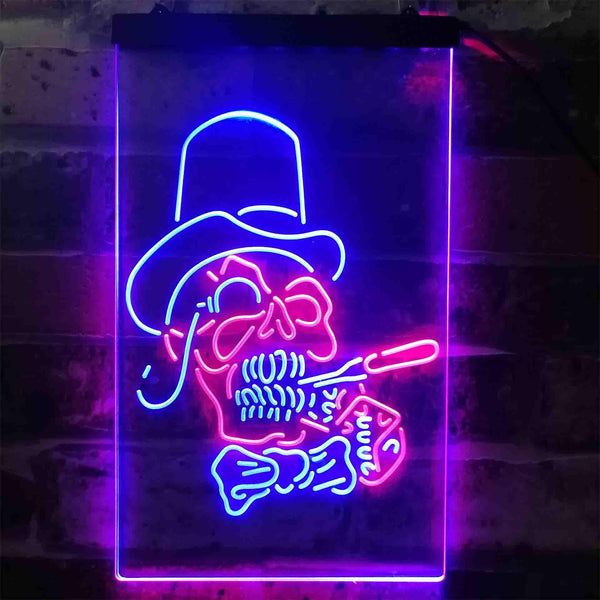 ADVPRO Hat Grim Reaper Skull Skeleton Tattoo  Dual Color LED Neon Sign st6-i3918 - Red & Blue
