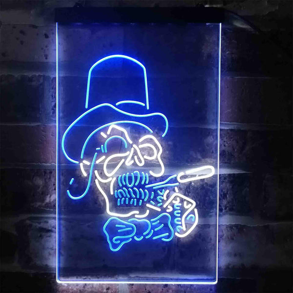 ADVPRO Hat Grim Reaper Skull Skeleton Tattoo  Dual Color LED Neon Sign st6-i3918 - White & Blue