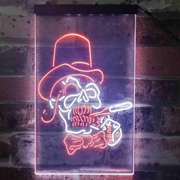 ADVPRO Hat Grim Reaper Skull Skeleton Tattoo  Dual Color LED Neon Sign st6-i3918 - White & Orange