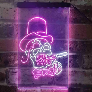 ADVPRO Hat Grim Reaper Skull Skeleton Tattoo  Dual Color LED Neon Sign st6-i3918 - White & Purple