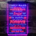 ADVPRO Family Rules Smile Living Room Decoration  Dual Color LED Neon Sign st6-i3919 - Blue & Red