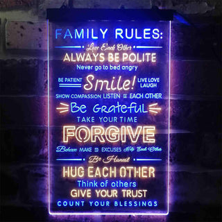 ADVPRO Family Rules Smile Living Room Decoration  Dual Color LED Neon Sign st6-i3919 - Blue & Yellow