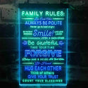 ADVPRO Family Rules Smile Living Room Decoration  Dual Color LED Neon Sign st6-i3919 - Green & Blue