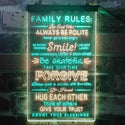 ADVPRO Family Rules Smile Living Room Decoration  Dual Color LED Neon Sign st6-i3919 - Green & Yellow