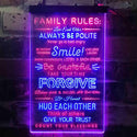 ADVPRO Family Rules Smile Living Room Decoration  Dual Color LED Neon Sign st6-i3919 - Red & Blue