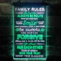 ADVPRO Family Rules Smile Living Room Decoration  Dual Color LED Neon Sign st6-i3919 - White & Green