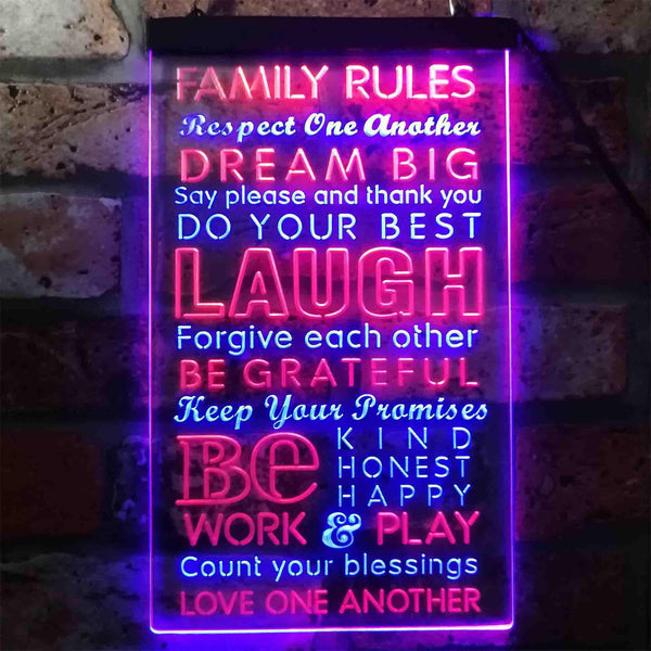 ADVPRO Family Rules Dream Big Living Room Decoration  Dual Color LED Neon Sign st6-i3921 - Blue & Red