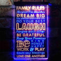 ADVPRO Family Rules Dream Big Living Room Decoration  Dual Color LED Neon Sign st6-i3921 - Blue & Yellow