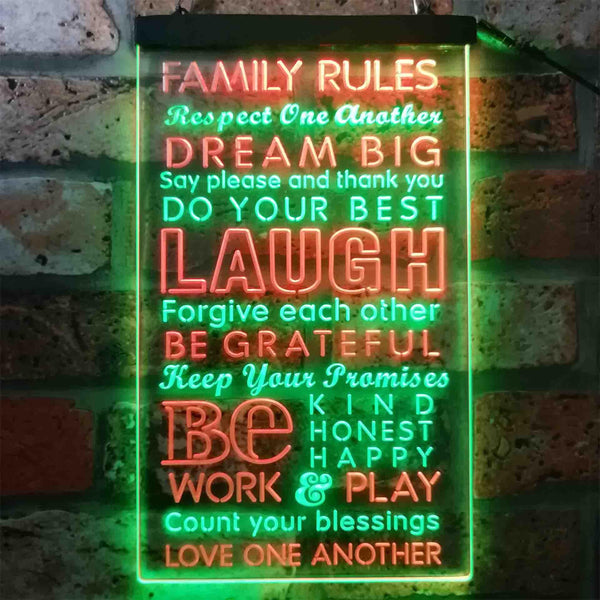 ADVPRO Family Rules Dream Big Living Room Decoration  Dual Color LED Neon Sign st6-i3921 - Green & Red