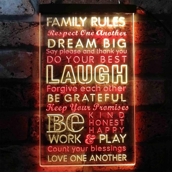 ADVPRO Family Rules Dream Big Living Room Decoration  Dual Color LED Neon Sign st6-i3921 - Red & Yellow